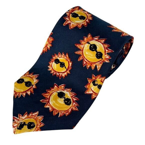 Save The Children Stephanie Age-7 Cool Summer Sun Silk Tie Blue Yellow Mens OS - Picture 1 of 7